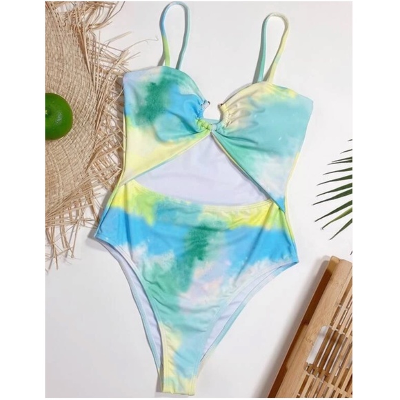 Boho Tie Dye One Piece Monokini Swim Beach - Picture 3 of 4